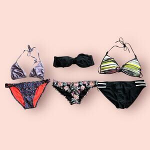 Y2K Baddie Triangle String Bikini Set Adjustable Size Medium Blue Pink Low Rise